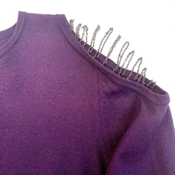 Auc Versace Chained Cold shoulder knit top/sweater